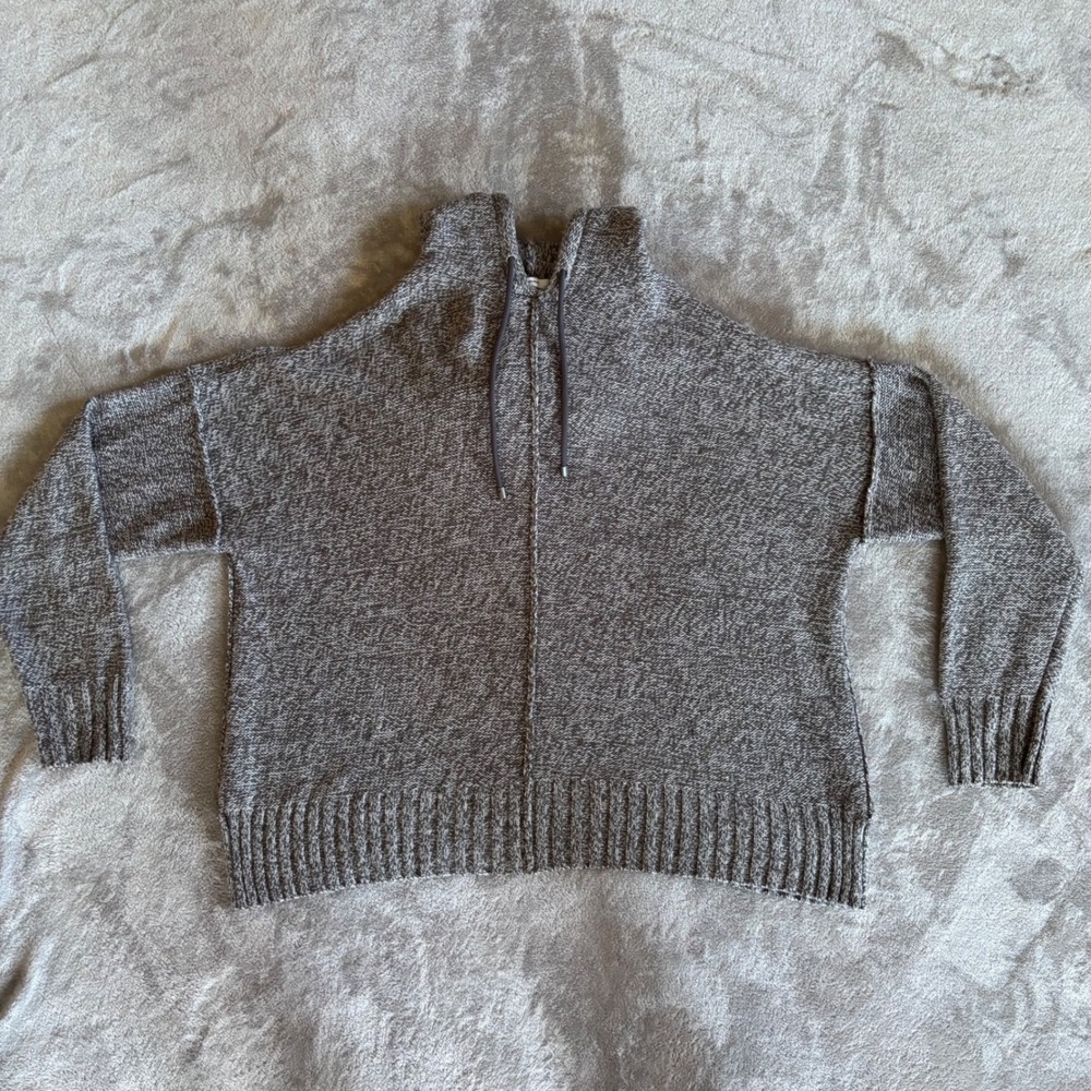 T by‎ Alexander Wang Marled Grey Knit Oversized Half-Zip Hoodie Sweater S